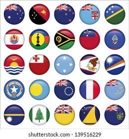 Set of Australian, Oceania Round Flag Icons