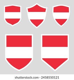 Set of Austria Flag in Shield Shape Frame