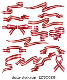 Set of Austrian flag ribbons, vector collection of decorative elements and banners, decoration for Austrian holidays . EPS 10 contains transparency.