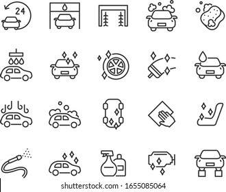 set of auto care icons, car wash service