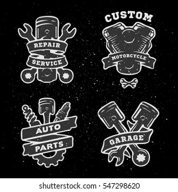 Set auto emblems, logo. Service, repair and auto parts.