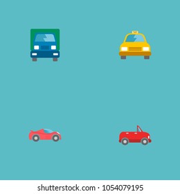 Set of auto icons flat style symbols with lorry, cabriolet, sport vehicle and other icons for your web mobile app logo design.