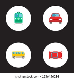 Set of auto icons flat style symbols with electric train, car, transport and other icons for your web mobile app logo design.