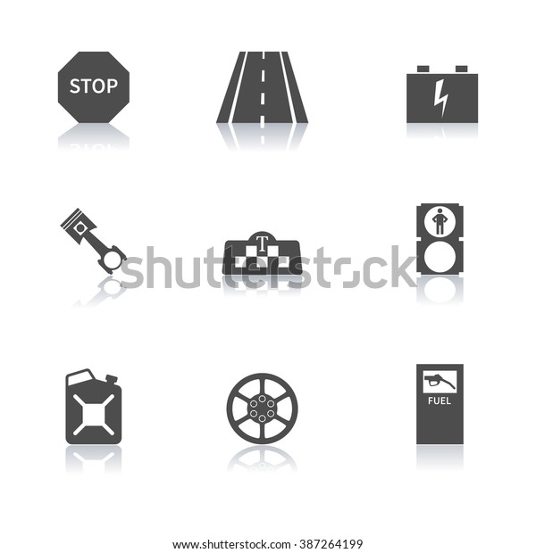 Set auto icons with a mirror reflection\
second part, vector\
illustration.