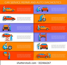 Set of auto mechanic car service repair and maintenance work icons