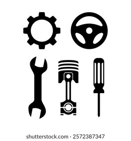 Set of Auto parts icon design. Automotive parts, automobile repairing car, vector design and illustration