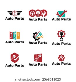 Set of Auto parts logo design. Automotive parts, automobile repairing car, vector design and illustration