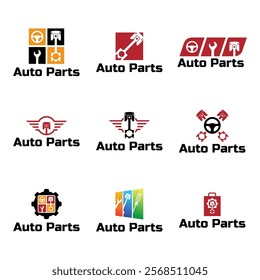 Set of Auto parts logo design. Automotive parts, automobile repairing car, vector design and illustration