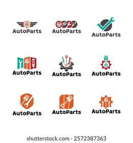 Set of Auto parts logo design. Automotive parts, automobile repairing car, vector design and illustration