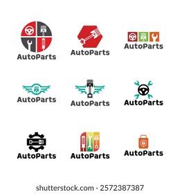 Set of Auto parts logo design. Automotive parts, automobile repairing car, vector design and illustration