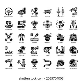 Set of Auto Racing thin line and pixel perfect icons for any web and app project. 