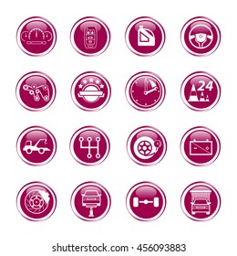 Set to auto red logo; badge; emblem or logotype element for mechanic; garage; car repair; auto service