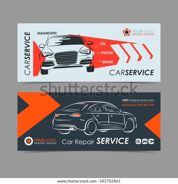 Set of auto repair\
service banner, poster, flyer. Car service business layout\
templates. Vector\
illustration.
