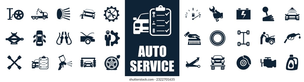 Set auto service icons, car garage isolated icons set – stock vector