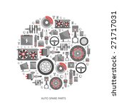 Set of auto spare parts. Car repair icons in flat style. Vector illustration EPS10.