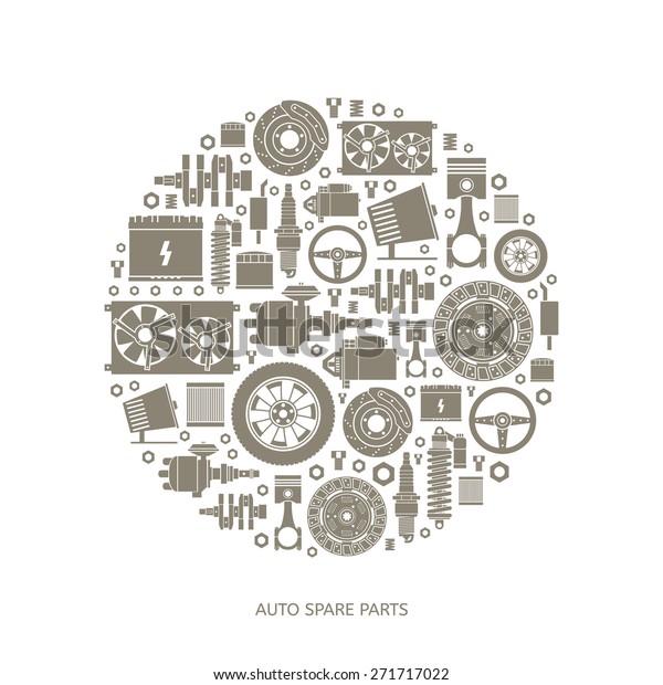Set of auto spare parts. Car repair\
icons in flat style. Vector illustration\
EPS10.