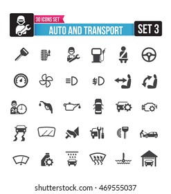 Set of auto and transport icon isolated on white background vector illustration eps10