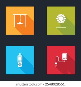 Configure os pulverizadores de irrigação automáticos, a flor, o sensor portátil e o ícone do sensor. Vetor