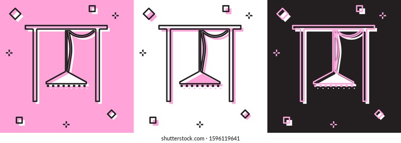 Set Automatic irrigation sprinklers icon isolated on pink and white, black background. Watering equipment. Garden element. Spray gun icon.  Vector Illustration