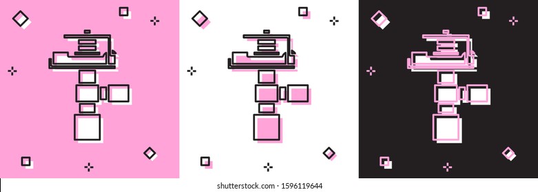 Set Automatic irrigation sprinklers icon isolated on pink and white, black background. Watering equipment. Garden element. Spray gun icon.  Vector Illustration