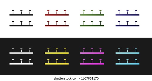 Set Automatic irrigation sprinklers icon isolated on black and white background. Watering equipment. Garden element. Spray gun icon.  Vector Illustration