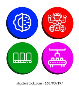 Set of automation icons. Such as Artificial intelligence, Robot, Conveyor, Robot arm , automation icons