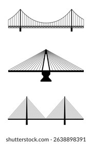 Set of automobile bridges. Collection of different types of bridges. Architectural connecting structures symbols in a flat style. Bridge icon for web, applications, UI. Vector illustrations EPS10