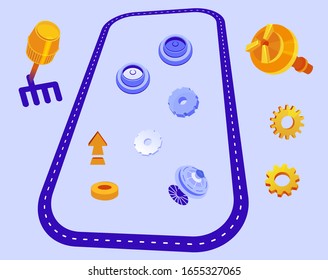 Set of Automobile Related Icons and Buttons