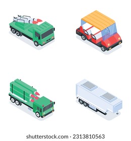 Set of Automobiles Isometric Icons 

