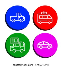 Set of automotive icons. Such as Pickup truck, Minivan, Car , automotive icons