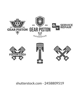 Set of Automotive piston workshop logo design modern badge style custom car service engine tune up logo.