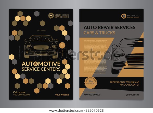 Set Automotive Service Centers business\
layout templates. A4 auto repair shop Brochure templates,\
automobile magazine cover, Geometric Pattern Modern Backgrounds.\
Vector illustration.