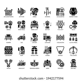 Set of Automotive Spare Part thin line and pixel perfect icons for any web and app project. 