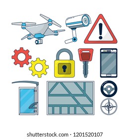 Set of Autonomous Car icons