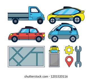 Set of Autonomous Car icons