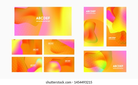 Set of autumn background abstract four square vector banners