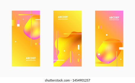 Set of autumn background abstract four square vector banners