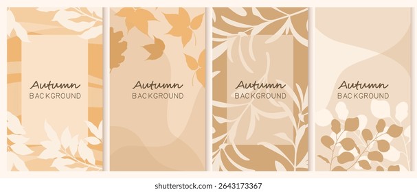 A set of autumn background template designs. Templates for invitations, advertisements, social networks, and postcards.