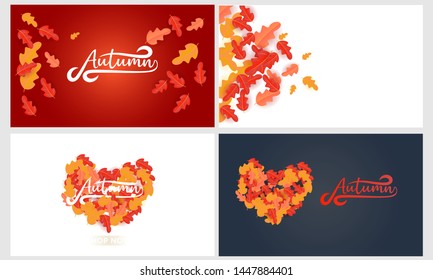 set of autumn background vector illustration 