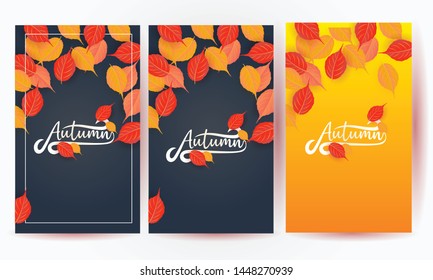 set of autumn background vector illustration 