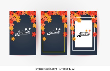 set of autumn background vector illustration 