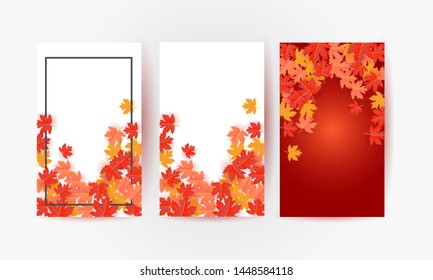 set of autumn background vector illustration 