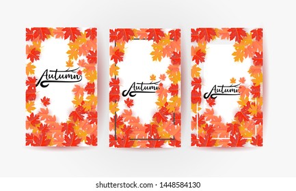 set of autumn background vector illustration 