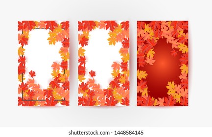 set of autumn background vector illustration 