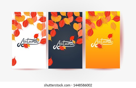 set of autumn background vector illustration 