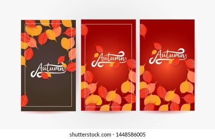 set of autumn background vector illustration 