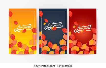 set of autumn background vector illustration 