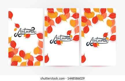 set of autumn background vector illustration 