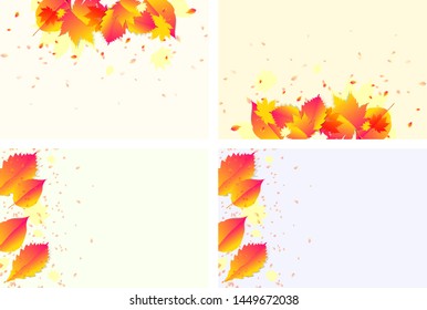 Set of autumn backgrounds with leaves for shopping trend color sale frame leaflet or web banner