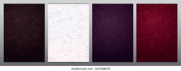 Set of Autumn backgrounds with leaves for shopping sale or promo poster and frame leaflet or web banner and social media